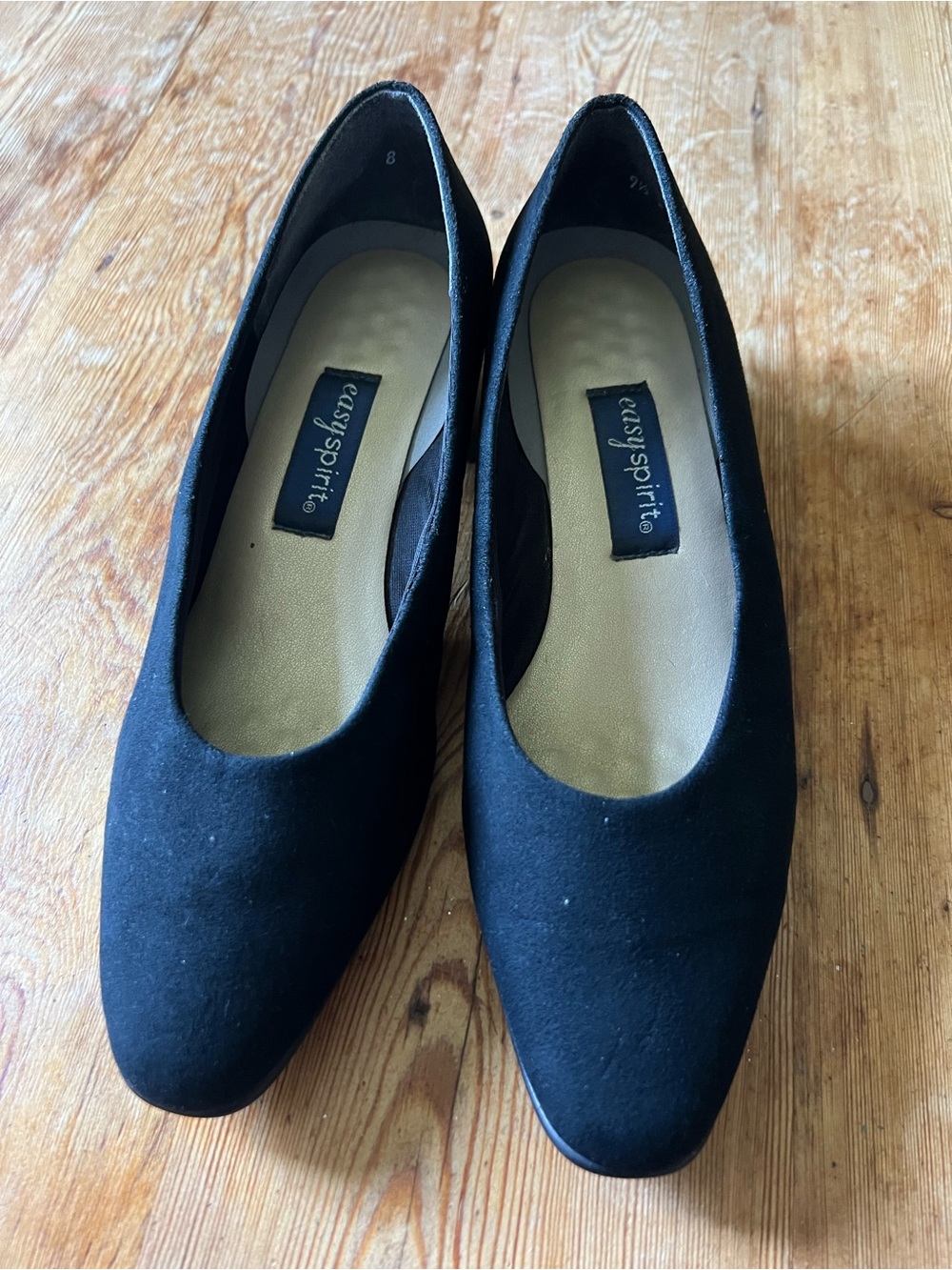 Easy Spirit Black Suede-Look Slip On Flats..padded-extremely comfortable-
